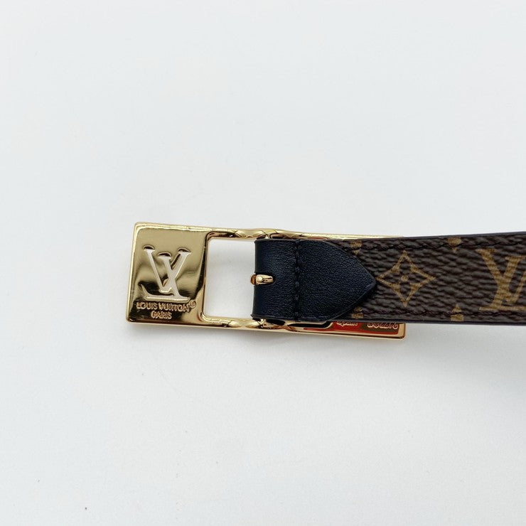 LOUIS VUITTON ベルト LVデュオ 18ミリ リバーシブル M8296 ブラウン ブラック モノグラムキャンバス レザー レディース 美品
