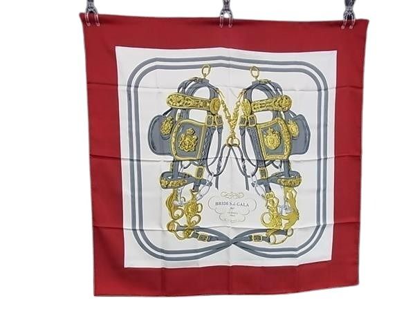 HERMES エルメス 大判スカーフ カレ90 マルチカラー系 シルク100％ レディース BRIDES de GALA 式典用馬勒 超美品