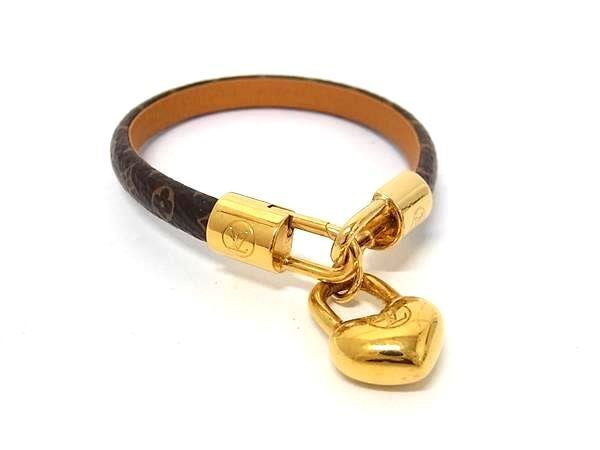 LOUIS VUITTON ルイヴィトン ブレスレット ブラスレ クレイジーインロック M6451 ブラウン ゴールド系 モノグラム レディース ハート 美品