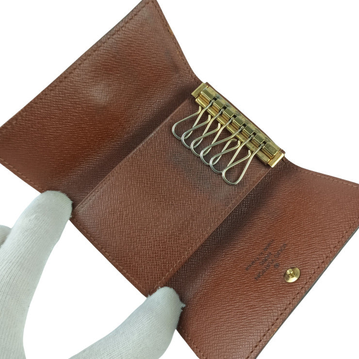 LOUIS VUITTON ルイヴィトン キーケース モノバンク ミュルティクレ6 M62630 ブラウン系 PVC レザー ユニセックス 6連 ゴールド金具 美品