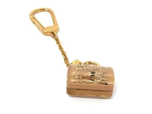 LOUIS VUITTON ルイヴィトン キーホルダー ポルトクレ スピーディ アンクルージョン M65416 ベージュ系×ゴールド系 レジン レディース バッグチャーム 美品