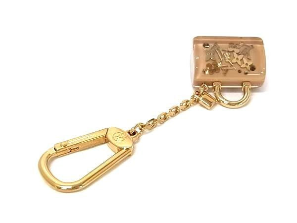 LOUIS VUITTON ルイヴィトン キーホルダー ポルトクレ スピーディ アンクルージョン M65416 ベージュ系×ゴールド系 レジン レディース バッグチャーム 美品
