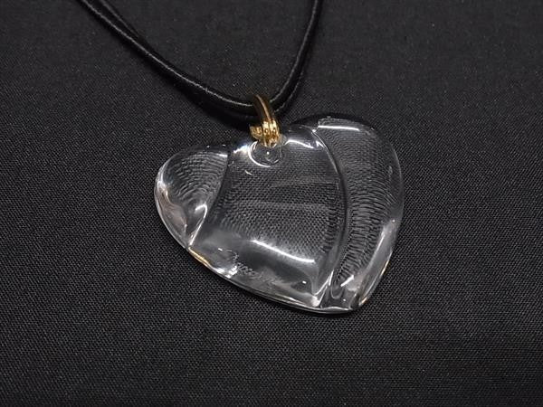 Baccarat バカラ ネックレス クリア×ブラック系 クリスタルガラス レディース ハート 美品