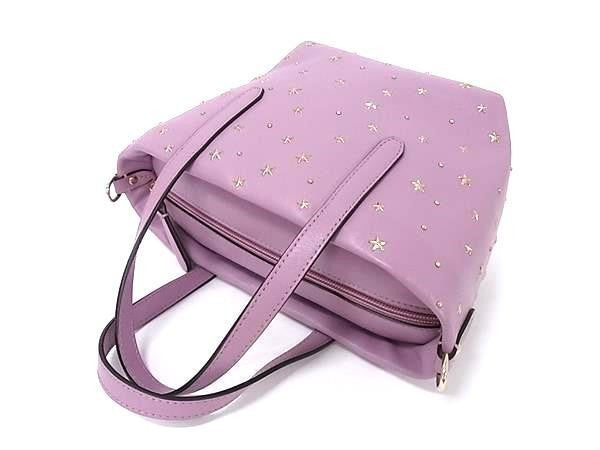 JIMMY CHOO ジミーチュウ ハンドバッグ ミニサラ ライトパープル系 レザー レディース スタースタッズ 2WAY ショルダーバッグ ゴールド金具 美品