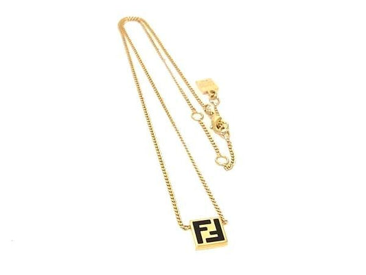 FENDI フェンディ ネックレス ズッカ ゴールド系 メタル ユニセックス 美品