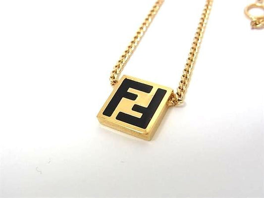 FENDI フェンディ ネックレス ズッカ ゴールド系 メタル ユニセックス 美品