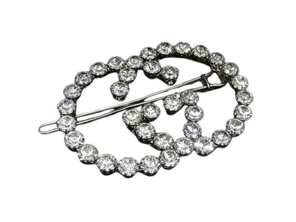GUCCI グッチ ヘアクリップ インターロッキングG シルバー系 メタル ビジュー レディース ヘアピン 髪留め ヘアアクセサリー 美品