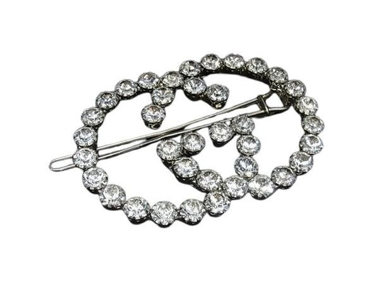 GUCCI グッチ ヘアクリップ インターロッキングG シルバー系 メタル ビジュー レディース ヘアピン 髪留め ヘアアクセサリー 美品