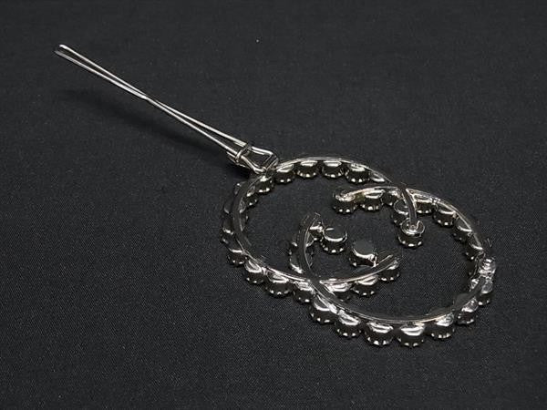 GUCCI グッチ ヘアクリップ インターロッキングG シルバー系 メタル ビジュー レディース ヘアピン 髪留め ヘアアクセサリー 美品