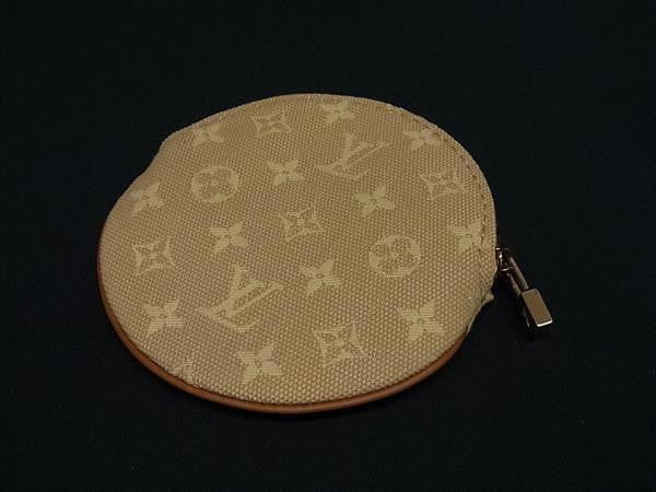 LOUIS VUITTON ルイヴィトン コインケース ポルトモネ ロン M92452 ベージュ系 モノグラムミニ ユニセックス ゴールド金具 美品