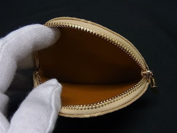 LOUIS VUITTON ルイヴィトン コインケース ポルトモネ ロン M92452 ベージュ系 モノグラムミニ ユニセックス ゴールド金具 美品