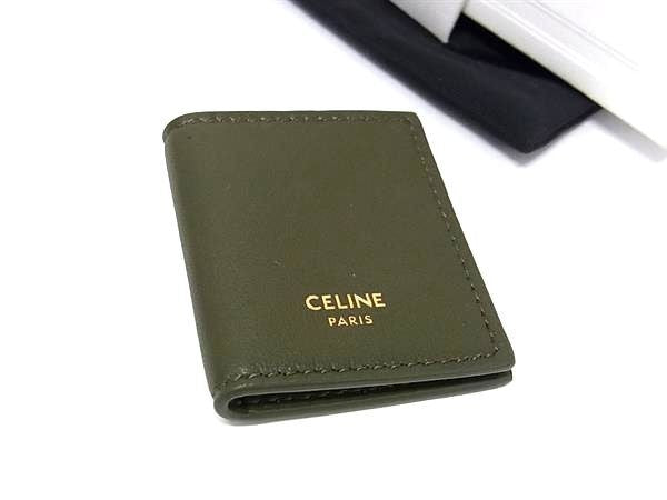 CELINE セリーヌ 写真入れ スモール フォトケース 4G0333D ダークオリーブ系 レザー ユニセックス ミニフォトケース 新品未使用展示品