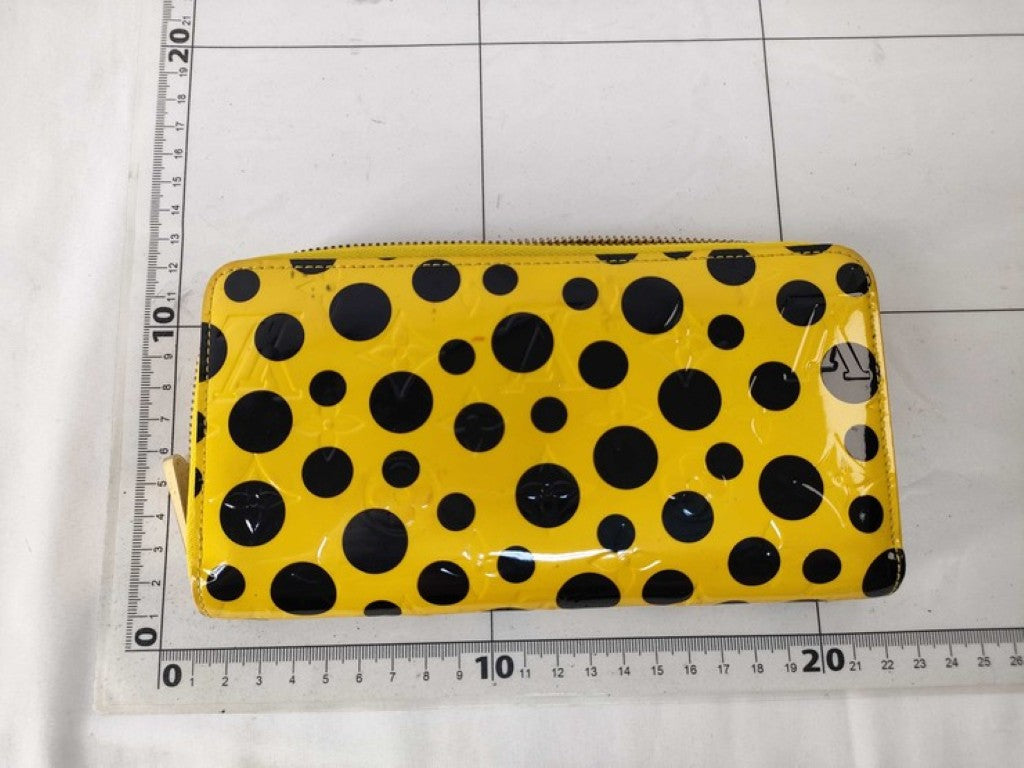 LOUIS VUITTON ルイヴィトン 長財布 ジッピーウォレット M91571 イエロー ブラック系 レディース 草間彌生 ドットインフィニティ ゴールド金具 美品