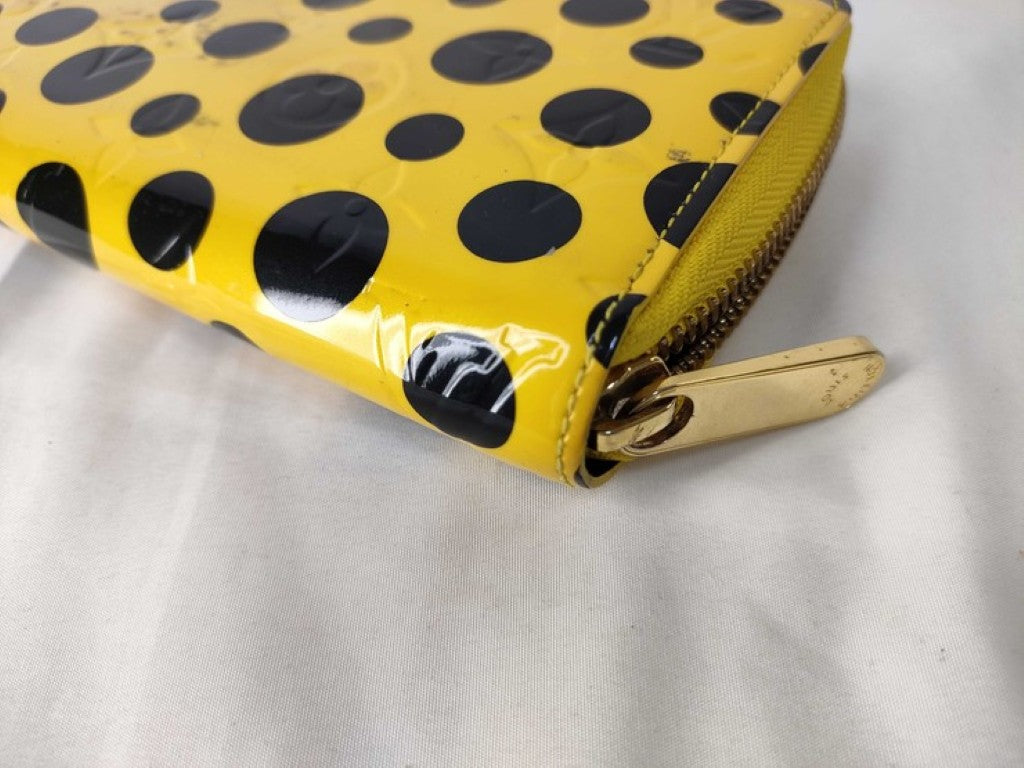 LOUIS VUITTON ルイヴィトン 長財布 ジッピーウォレット M91571 イエロー ブラック系 レディース 草間彌生 ドットインフィニティ ゴールド金具 美品