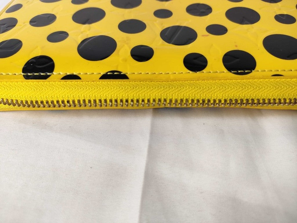 LOUIS VUITTON ルイヴィトン 長財布 ジッピーウォレット M91571 イエロー ブラック系 レディース 草間彌生 ドットインフィニティ ゴールド金具 美品