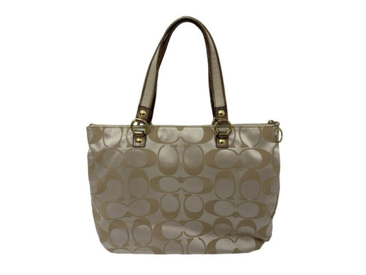 COACH コーチ トートバッグ ポピー 15316 ベベージュブラウン系 キャンバス レザー レディース ハンドバッグ 美品