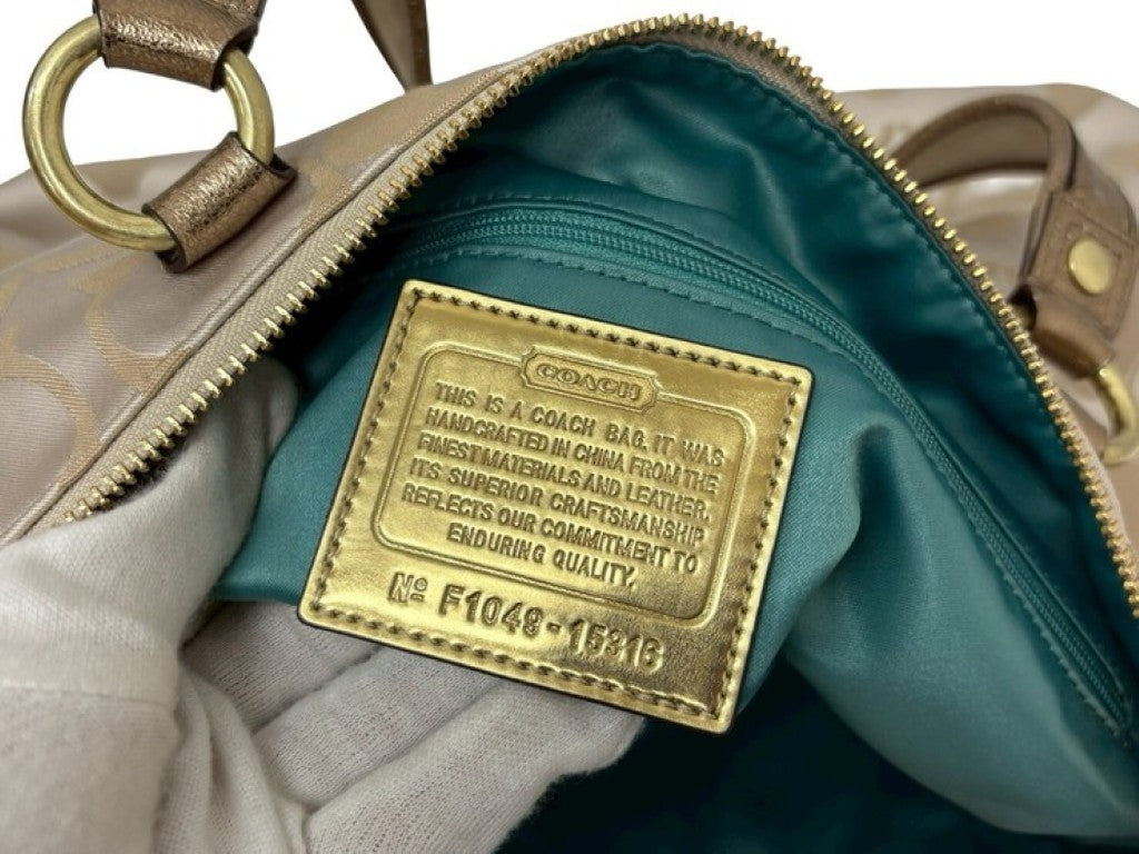 COACH コーチ トートバッグ ポピー 15316 ベベージュブラウン系 キャンバス レザー レディース ハンドバッグ 美品