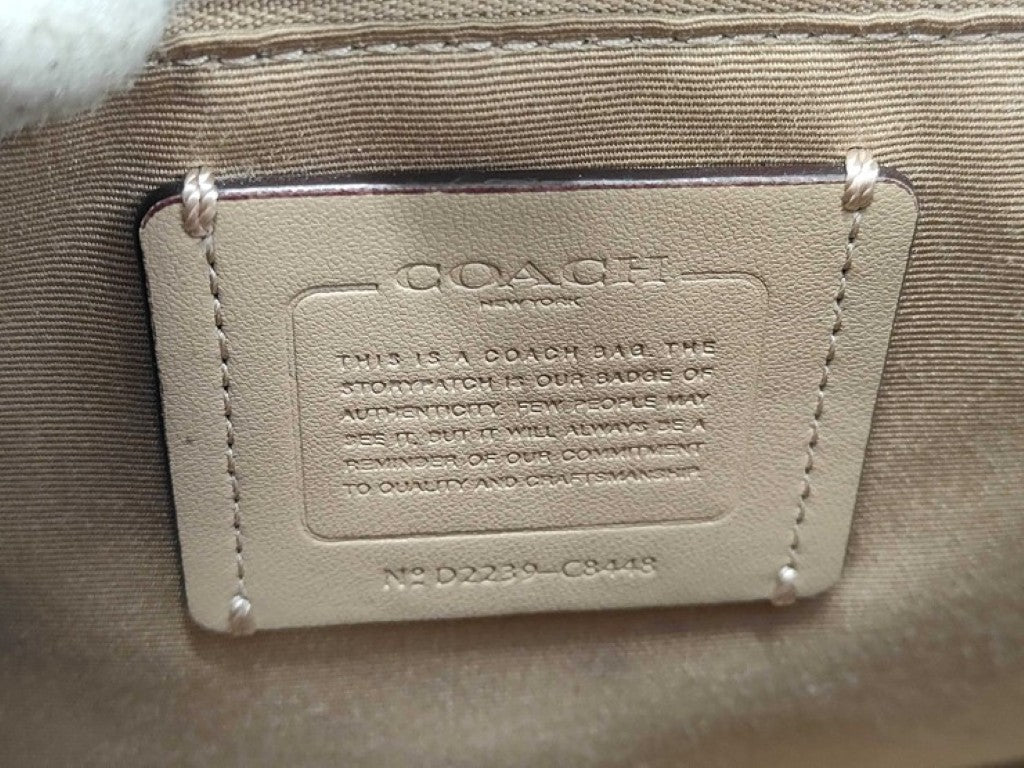 COACH コーチ ハンドバッグ シグネチャー C8448 パープル系 キャンバス レザー レディース 2WAY ショルダーバッグ シルバー金具 美品