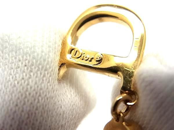 Christian Dior クリスチャンディオール ネックレス スウィングペンダント ゴールド系 メタル ラインストーン レディース CDロゴ 超美品