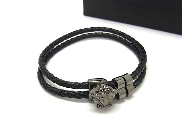 VERSACE ヴェルサーチェ ブレスレット ラ メドゥーサ レザー ブレスレット DG05579 ブラック系 メタル レザー ユニセックス 新品未使用展示品