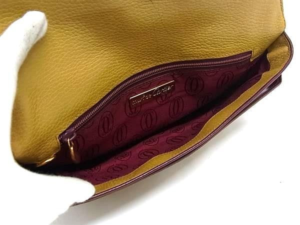 Cartier カルティエ クラッチバッグ マストライン トリニティ クラッチバッグ マスタード系 レザー レディース セカンドバッグ ゴールド金具 美品