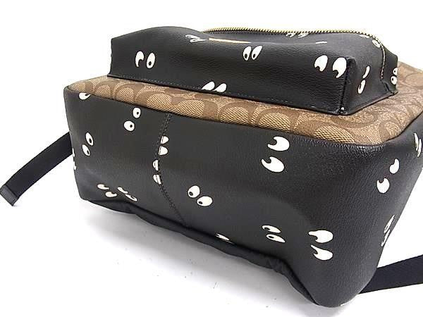 COACH コーチ リュックサック ディズニー × コーチ ミディアム チャーリー バックパック シグネチャー キャンバス ウィズ 白雪姫 アイズ プリント F72816 ブラウン系×ブラック系 PVC レディース ゴールド金具 超美品