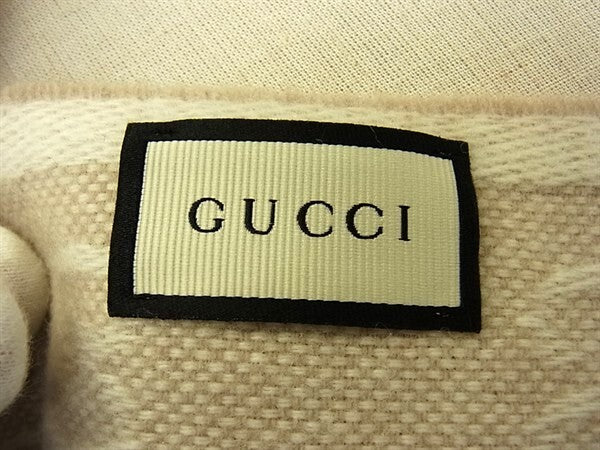 GUCCI グッチ マフラー シェリーライン 570603 アイボリー ウール100% ユニセックス GG柄 美品