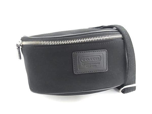 COACH コーチ ウエストバッグ F77016 ブラック キャンバス ユニセックス 超美品