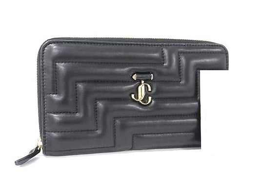 JIMMY CHOO ジミーチュウ 財布 アベニュー ブラック ナッパレザー レディース ラウンドファスナー 長財布 ゴールド金具 美品