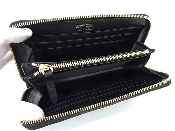 JIMMY CHOO ジミーチュウ 財布 アベニュー ブラック ナッパレザー レディース ラウンドファスナー 長財布 ゴールド金具 美品