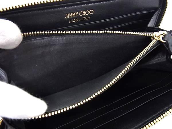 JIMMY CHOO ジミーチュウ 財布 アベニュー ブラック ナッパレザー レディース ラウンドファスナー 長財布 ゴールド金具 美品