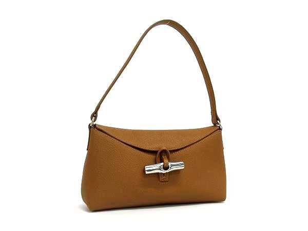LONGCHAMP ロンシャン ショルダーバッグ ル ロゾ S ホーボーバッグ ブラウン レザー レディース 超美品