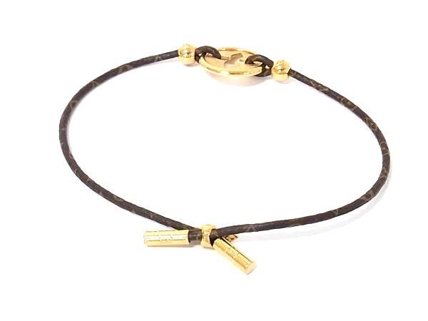 LOUIS VUITTON ルイヴィトン ブレスレット ブラスレ ベイビーフラワー M8029 ブラウン ゴールド モノグラム レディース 美品