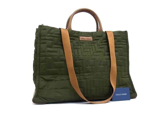 COLE HAAN コールハーン ハンドバッグ シャレー ラージ トート カーキ ナイロン レディース 2WAY 超美品