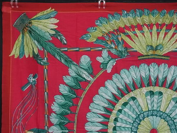 HERMES エルメス パレオ マルチカラー コットン100％ レディース 孔雀柄 超美品