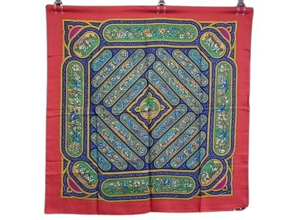 HERMES エルメス スカーフ カレ90 マルチカラー シルク100％ レディース QALAMDAN カラムダン 美品