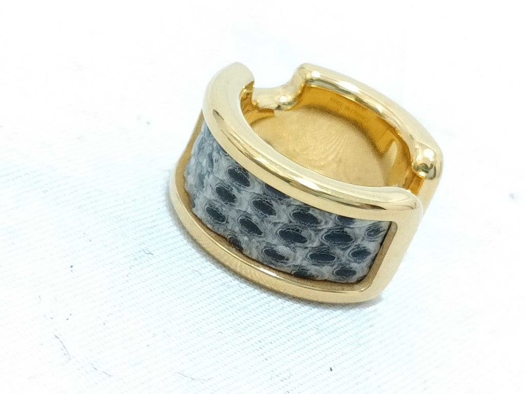 HERMES エルメス イヤーカフ イヤリング オランプPM ゴールド メタル リザード レディース 超美品