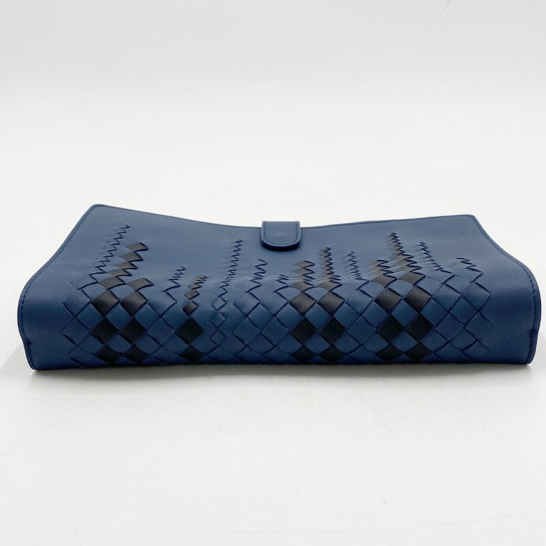 BOTTEGA VENETA ボッテガ ヴェネタ クラッチバッグ イントレチャート マイクロマクロ ブルー レザー メンズ 美品