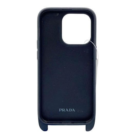 PRADA プラダ スマートフォンケース トライアングルロゴ 1ZH172 セレステ（ブルー系） サフィアーノ ユニセックス iPhone14用 三角ロゴプレート 美品