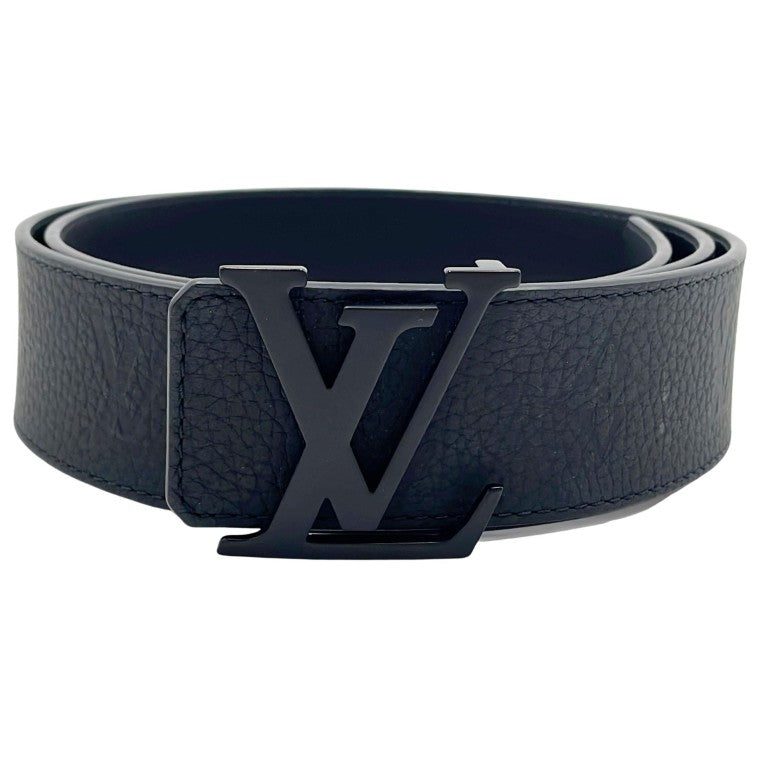 LOUIS VUITTON ルイヴィトン ベルト ベルト･LVイニシャル M0424 ブラック モノグラム トリヨン レザー メンズ 美品