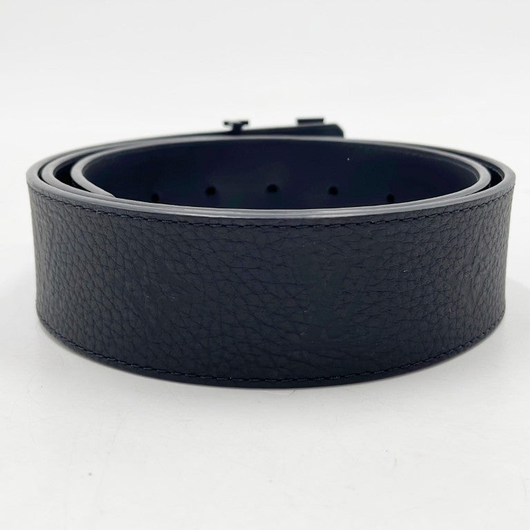 LOUIS VUITTON ルイヴィトン ベルト ベルト･LVイニシャル M0424 ブラック モノグラム トリヨン レザー メンズ 美品