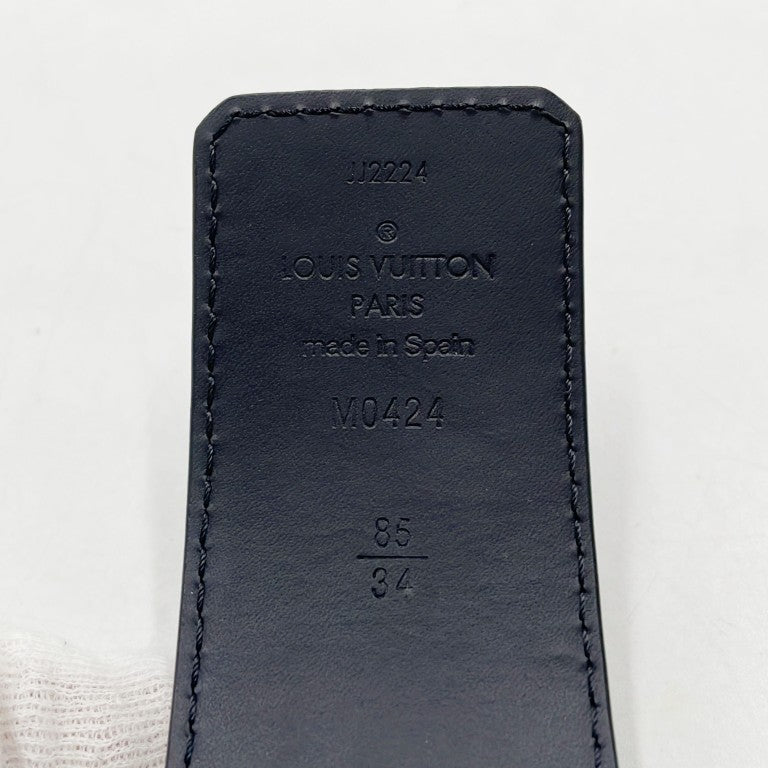 LOUIS VUITTON ルイヴィトン ベルト ベルト･LVイニシャル M0424 ブラック モノグラム トリヨン レザー メンズ 美品