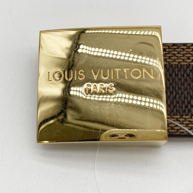 LOUIS VUITTON ルイヴィトン ベルト サンチュール･キャレ N6803W エベヌ（ブラウン） ダミエ メンズ ゴールド金具 美品