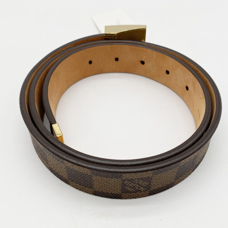 LOUIS VUITTON ルイヴィトン ベルト サンチュール･キャレ N6803W エベヌ（ブラウン） ダミエ メンズ ゴールド金具 美品