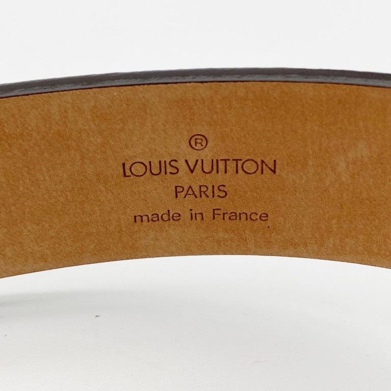 LOUIS VUITTON ルイヴィトン ベルト サンチュール･キャレ N6803W エベヌ（ブラウン） ダミエ メンズ ゴールド金具 美品