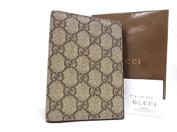 GUCCI グッチ 手帳カバー GGスプリーム パスポートケース 154694 ベージュ × エボニー PVC×レザー ユニセックス 新品未使用展示品