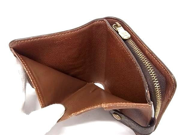LOUIS VUITTON ルイヴィトン 二つ折り財布 モノグラム コンパクト ジップ M61667 ブラウン PVC レザー ユニセックス ゴールド金具