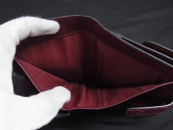 CELINE セリーヌ 財布 二つ折り財布 レッド系 パイソン レザー レディース Wホック 美品