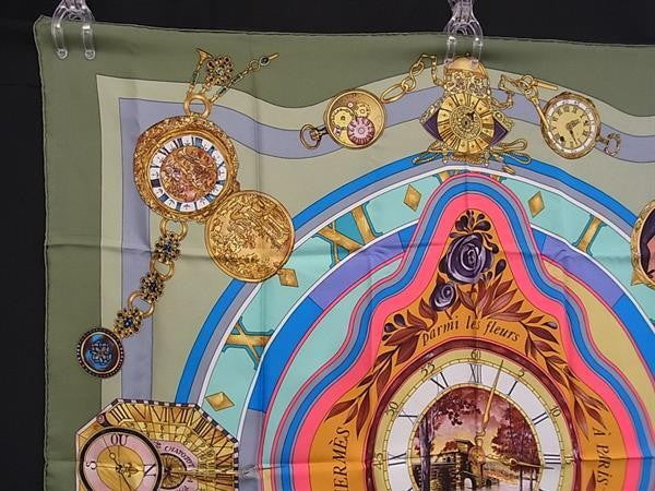 HERMES エルメス スカーフ カレ90 Parmi les fleurs je compte les heures 花の中で過ごす時間 マルチカラー シルク100% レディース 美品