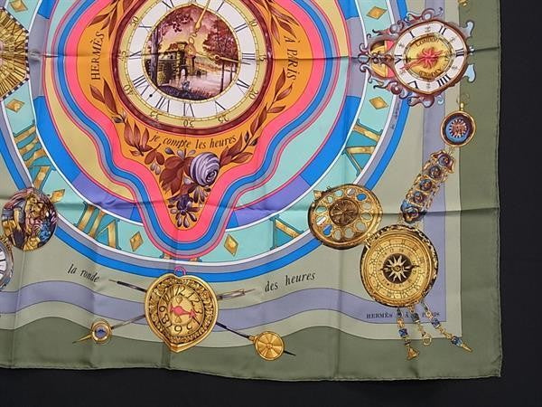HERMES エルメス スカーフ カレ90 Parmi les fleurs je compte les heures 花の中で過ごす時間 マルチカラー シルク100% レディース 美品
